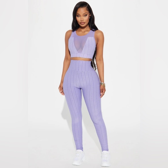 LA Society Women’s The Best Assets Textured Sports Bra: Lilac/Lavender | NEW/NWT - Picture 2 of 4